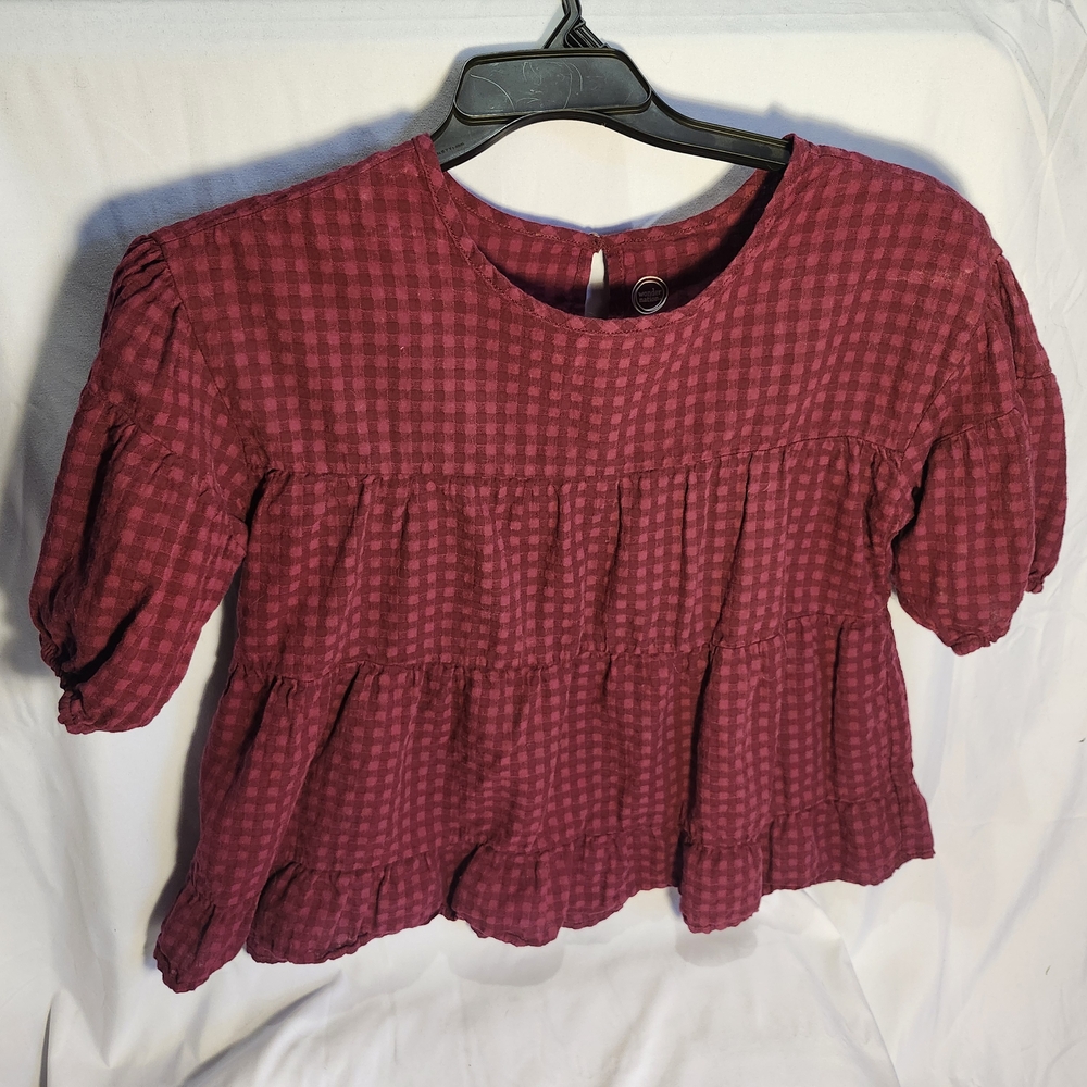 Wonder Nation Red Tiered Puff Sleeve Blouse
